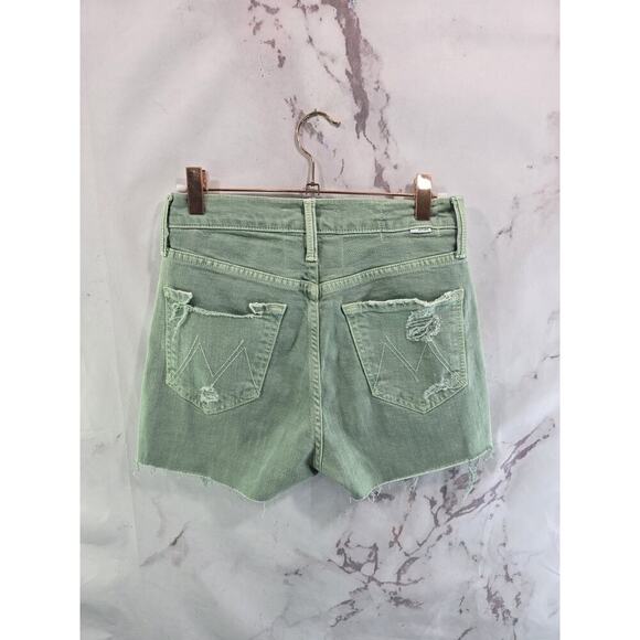Mother Shorts Womens 26 Green Tomcat Chew Devil Drinks Coffee Mint Button Fly - Picture 1 of 14